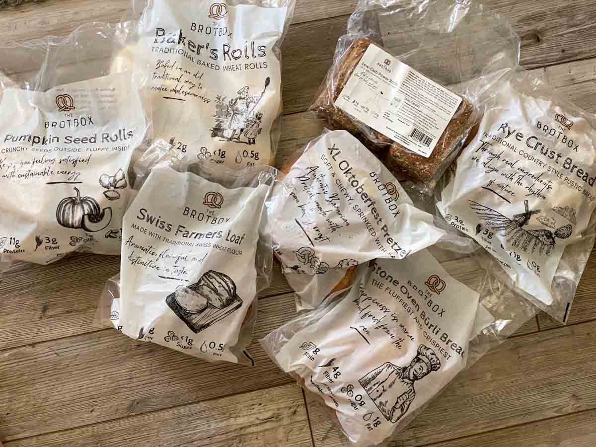 contents from the Brot Box in bags spread out