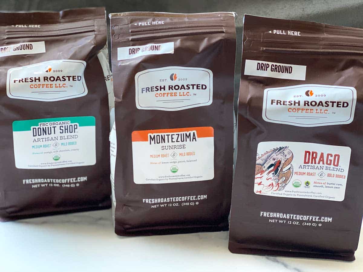 3 bags of coffee from fresh roasted coffee LLC