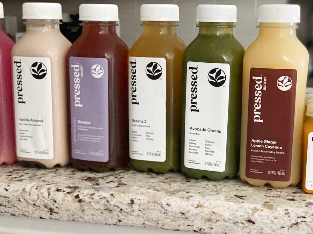 5 bottles of pressed juices