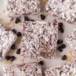 close up of muddy buddy rice crispy treat bars.