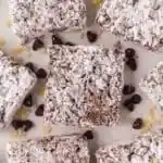 close up of muddy buddy rice crispy treat bars.